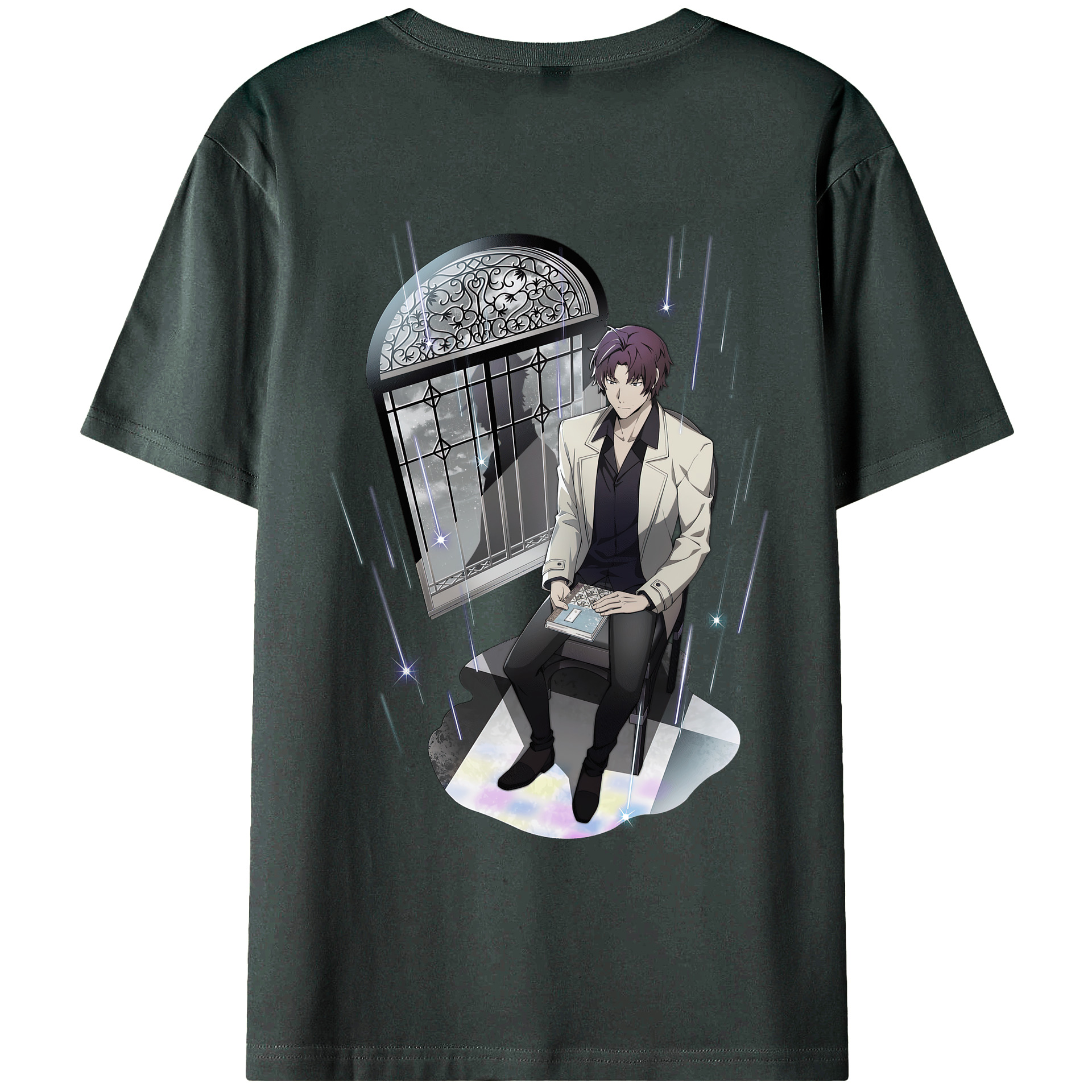 （画像用） 文豪ストレイドッグス Bungo Stray Dogs 綿100％ メンズ半袖Tシャツ（バックプリント） 通気性